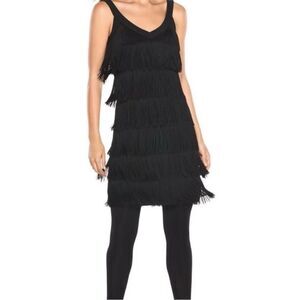 White house Black market flapper fringe mini dress S